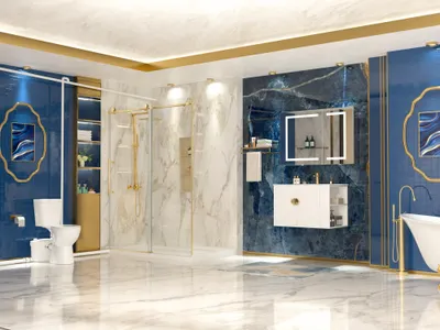 Shenzhen Cangyu Technology Co., Ltd. — Simple Project | Ocean Luster Bathroom - Right Side / 750W / Brushed Gold & 60X32 Inch