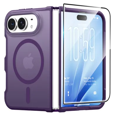 FNTCASE OFFICIAL — iPhone Duo 2026 Phone Case: Magnetic Charging Shockproof Magsafe Support - Frosted Oil Spray Touch - Purple