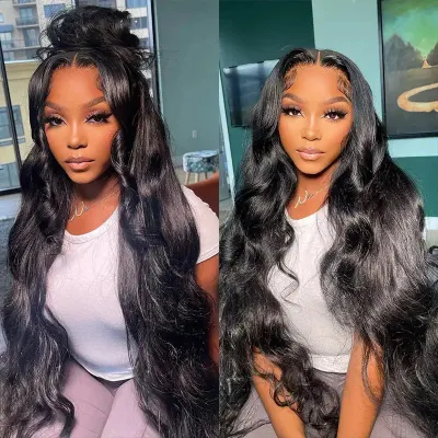 Ashimary Hair — Ashimary Hair 28-38 Inch Long Body Wave Wigs 13x4 Transparent HD Lace Frontal Human Hair Wig