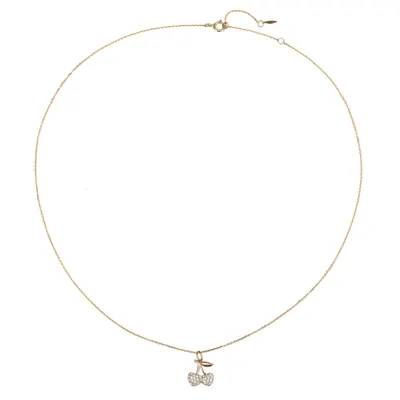 Hey Happiness — Sparkling Cherry Pendant Necklace 14K Gold - Gold