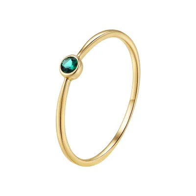 Hey Happiness — Evergreen Soul 14K Gold Emerald Ring - Gold / EU 57 | US 8