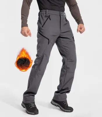 Moosehill — Men's Snow Ski Fleece lined Pants - SnowVenture M054 - Grey / 30 / 30 inch