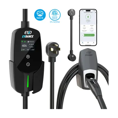 EVDANCE — EVDANCE Flux Level 2 NEMA 14-50 40A NACS Portable EV Charger | ETL Certification - ETL Listed / Wifi-Enabled