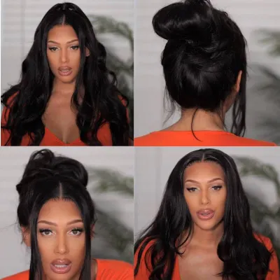 Ashimary Hair — Ashimary Full Lace Wig Body Wave 180% Density Black Long Wig Free Part Glueless Pre-plucked Wig
