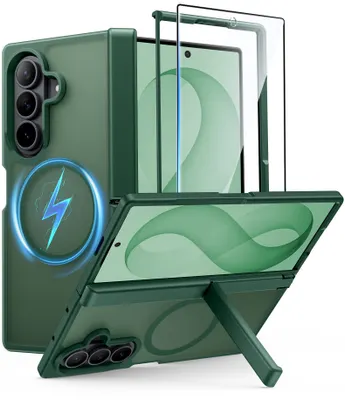 FNTCASE OFFICIAL — Premium Kickstand Case for Samsung Galaxy Z Fold 8 Ultra/ Z Fold 7 – Military-Grade Drop Protection, MagSafe Compatibility and - Dark Green