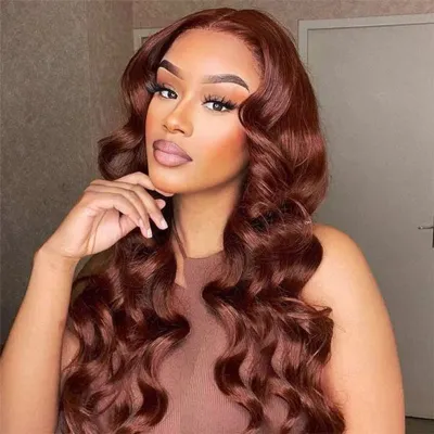 Ashimary Hair — Ashimary Reddish Brown Body Wave Glueless Human Hair 13x4 13x6 Lace Front Wig