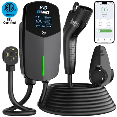 EVDANCE — EVDANCE Home Level 2 EV Charger NEMA 14-50 J1772 Wall-mounted Plug In - 40A | ETL Certification