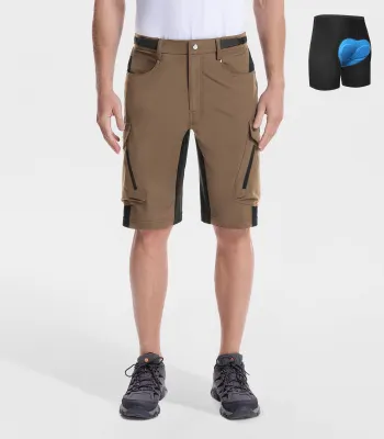 Moosehill — Men's Mountain Bike Shorts Baggy Quick Dry Lightweight - CycleAir M006 - Khaki / XL