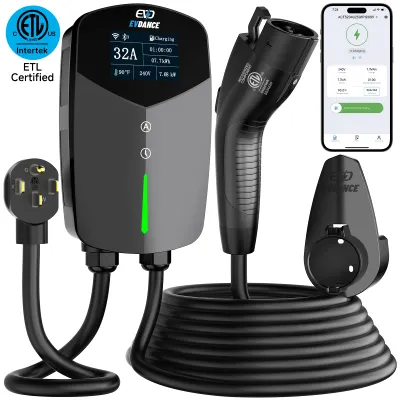 EVDANCE — EVDANCE Home Level 2 EV Charger NEMA 14-50 J1772 Wall-mounted Plug In-32A | ETL Certification