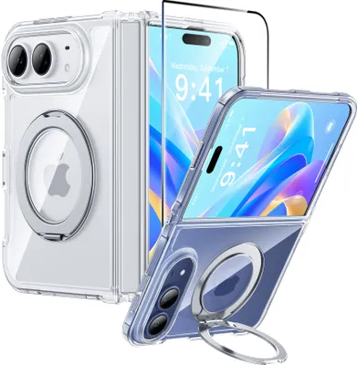 FNTCASE OFFICIAL — iPhone Duo 2026 Case: 360° Spin Magnetic Stand Translucent Matte Military Grade Shockproof - Clear