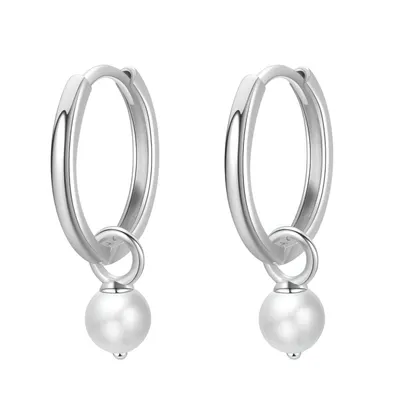 Hey Happiness — New Beginnings Pearl Hoop Earrings 14K Gold - Silver / Pair