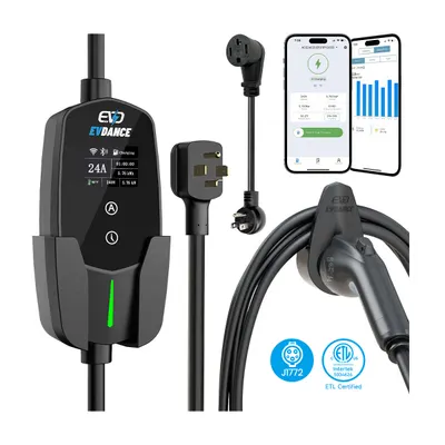 EVDANCE — EVDANCE Level 2 NEMA 14-30 24A J1772 Portable EV Charger | ETL Certification - ETL Listed / Wifi-Enabled