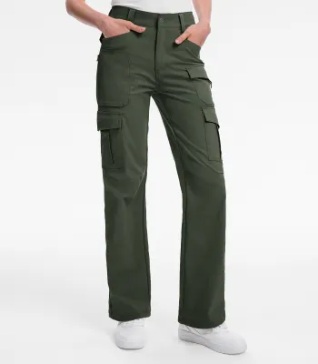 Moosehill — Women's Cargo Hiking Pants / High-Waisted & Lightweight - HikerFlex W038 - Army Green / XS / 32 inch