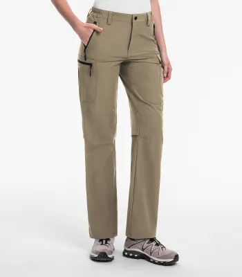 Moosehill — Women's Hiking Pants Cargo Quick-Dry Stretch Lightweight - HikerFlex W022 - Khaki / 14/XXL / 31 inch