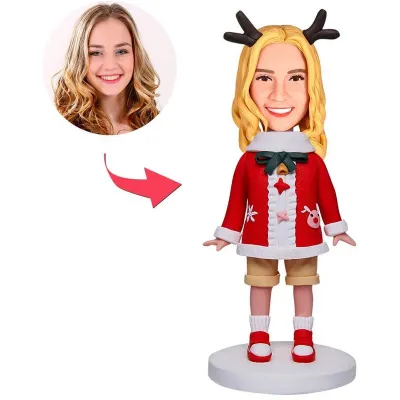 Giftlab — Custom Bobblehead Christmas Girl With Antlers Gifts for Girlfriend